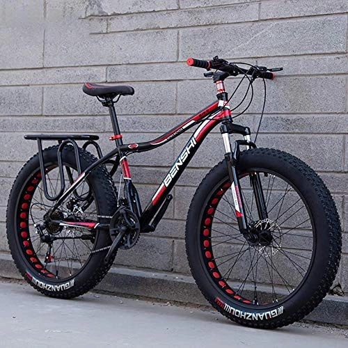 Fat Tyre Mountain Bike : WRJY Fat Man Largo e Spesso Mountain Bike Grande Pneumatico Ammortizzatore a velocità variabile Snow Bike Beach off-Road Uomini e Donne per Adulti Doppia Auto, B1, 26