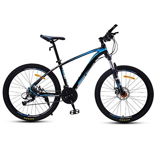 Fat Tyre Mountain Bike : WYBD.Y 24-Alta qualità Mountain Bike per Adulti Telaio in Lega di Alluminio Leggero Doppio Freno A Disco Forcella Ammortizzata Ruota da 27, 5 Pollici Nero + Blu