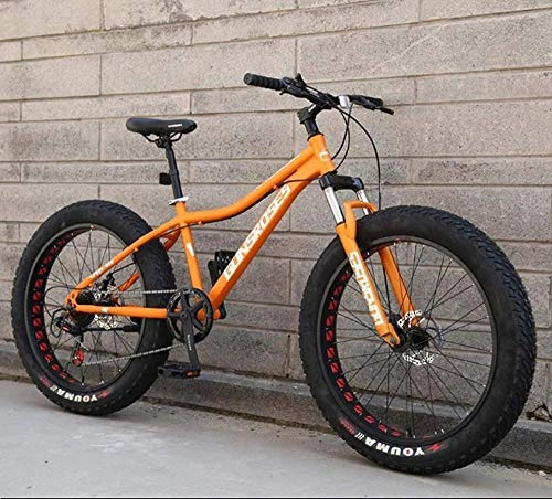 Fat Tyre Mountain Bike : XXCZB Mountain Bike 26 pollici Fat Tire Hardtail motoslitta doppia sospensione Frame e forcella ammortizzata All Terrain Uomo Mountain Bike Adulti Arancione 1_27 Velocità