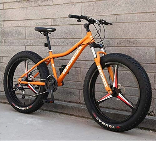 Fat Tyre Mountain Bike : XXCZB Mountain Bike 26 pollici Fat Tire Hardtail motoslitta doppia sospensione Frame e forcella ammortizzata All Terrain Uomo Mountain Bike Adulti Arancione 3_7 Velocità