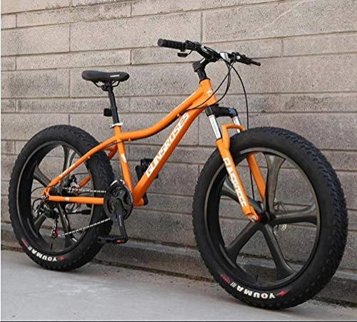 Fat Tyre Mountain Bike : XXCZB Mountain Bike 26 pollici Fat Tire Hardtail motoslitta Dual Sospension Frame e forcella ammortizzata All Terrain Uomo Mountain Bike Adulti Orange 2_27 Velocità