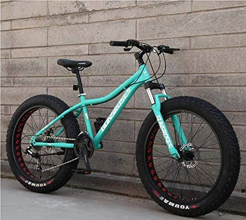 Fat Tyre Mountain Bike : XXCZB Mountain Bike 26 Pollici Grasso Hardtail Motoslitta Telaio a Doppia Sospensione e Forcella Ammortizzata all Terrain Uomo Mountain Bike Adulto-Verde 1_21Speed