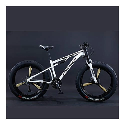 Fat Tyre Mountain Bike : YCHBOS 26 Pollici Mountain Bike 27 velocità Fat Bike, Bicycle per Adulti Beach Bicicletta con Grande Ruota, Doppio Freno a Disco, Sedile RegolabileB