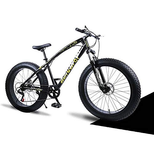 Fat Tyre Mountain Bike : YCHBOS 26 Pollici MTB Fat Tire Mens Mountain Bike, Cruiser Bike Neve Bicicletta Beach Bicycle con Doppio Freno a Disco, Corpo in Acciaio al Carbonio, 24 VelocitàC