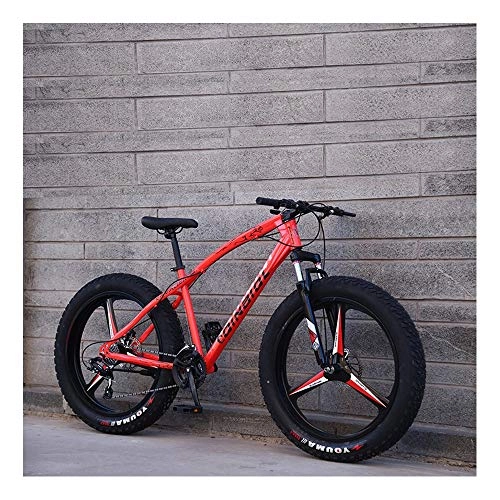 Fat Tyre Mountain Bike : YCHBOS Adulto Mountain Bike 26 Pollici Doppio Disco Freno, Spiaggia Slitta Bicicletta per Uomo Donna, Sospensioni a Forcella, Doppio Freno a Disco, 24 VelocitàA