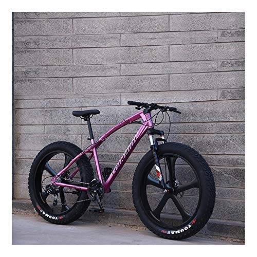 Fat Tyre Mountain Bike : YCHBOS Mountain Bike 26 Pollici Adulto, 24 velocità Fat Tire Mountain Bikes, Piaggia Motoslitta Bicicletta, Freni a Doppio Disco, Sospensioni ForcelleB