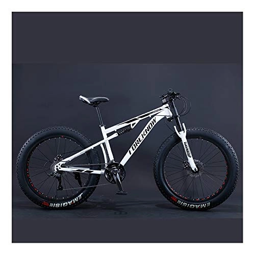 Fat Tyre Mountain Bike : YCHBOS Mountain Bike 26 Pollici Biammortizzata Grande Ruota, 27 velocità Doppia Sospensione Fat Bike Bicicletta, Full Suspension MTB Dual Disc FreniD