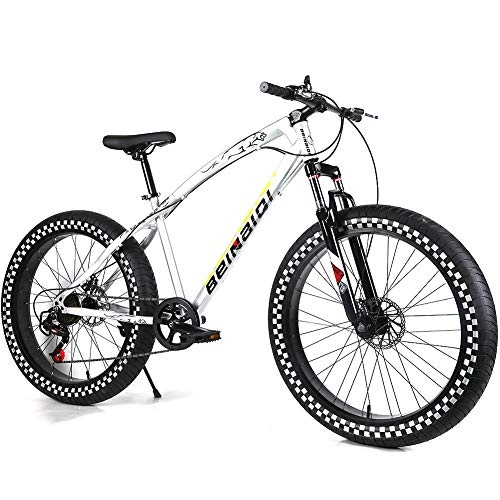 Fat Tyre Mountain Bike : YOUSR Bicicletta da Neve Hardtail MTB con Freno a Disco con Sospensione Completa per Uomo e Donna Gray 26 inch 30 Speed