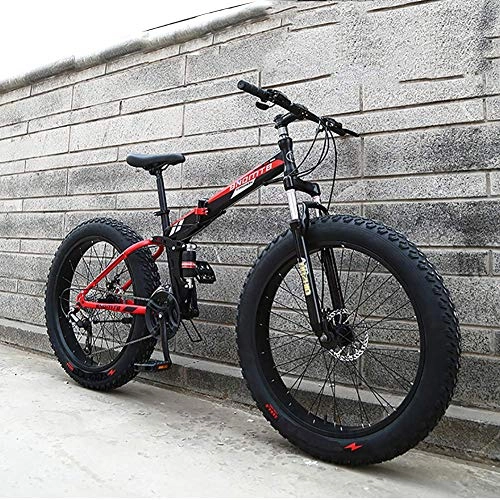 Fat Tyre Mountain Bike : YXYLD Mountain Bike Fat Tire, Motoslitta da 26 Pollici per Uomo E Donna, Mountain Bikes Pieghevoli con Doppio Ammortizzatore E Doppio Freno a Disco, Alto Acciaio di Carbonio