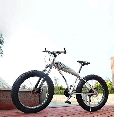 Fat Tyre Mountain Bike : zhouzhou666 Pneumatici per Adulti Fat Mountain Bike Doppio Freno a Disco / Telaio in Lega di Alluminio Cruiser Bici Spiaggia Motoslitta Ruote da 26 Pollici-Bianca_24 velocità