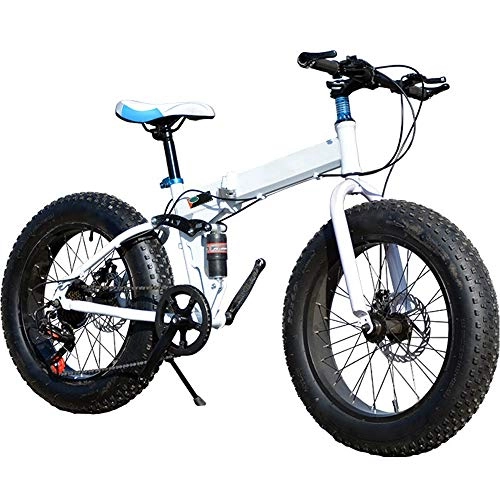 Fat Tyre Mountain Bike : ZRZJBX Mountain Bike 4.0"Fat Pneumatico da Neve Bicicletta Telaio Anteriore della Bicicletta E Posteriore Freno A Disco Meccanico, 26”white-27Speed