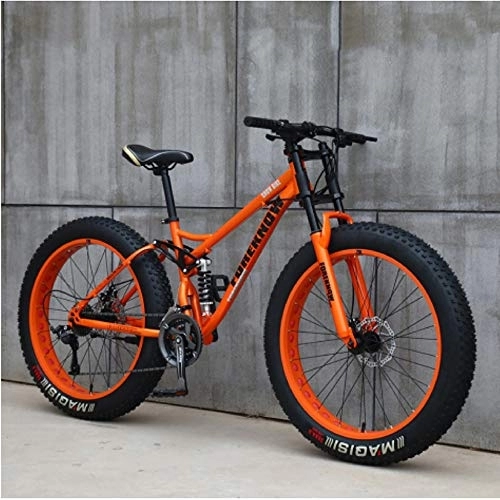 Fat Tyre Mountain Bike : ZXCVB 24 / 26 Pollici Mountain Bike MTB Hardtail 4.0 Fat Tire Bike Beach Snow Mountain Bike Uomini E Donne, Orange-26inch / 24speed