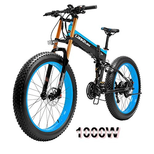 Mountain bike elettrica pieghevoles : 26 '' bici elettriche for gli adulti in lega di alluminio Fat Tire e-bike Biciclette All Terrain 1000W 48V 14.5Ah rimovibile agli ioni di litio con 3 modalit di guida ( Color : Blue , Size : 1000W )
