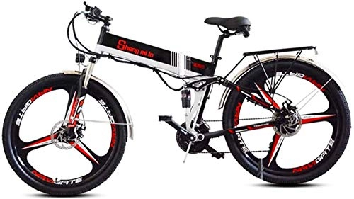 Mountain bike elettrica pieghevoles : Biciclette elettriche veloci per adulti Mountain bike elettriche pieghevoli, Bicicletta elettrica per adulti da 26 pollici, Motore 350W, Batteria al litio ricaricabile 48V 10.4Ah, Sedile regolabile, B