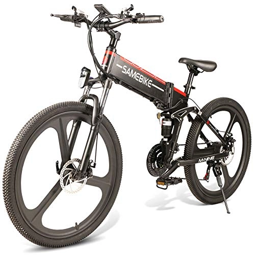 Mountain bike elettrica pieghevoles : Harwls Folding Mountain Bike Electric Bicycle 26 inch 350 W Brushless Motor 48 V Portatile per Outdoor