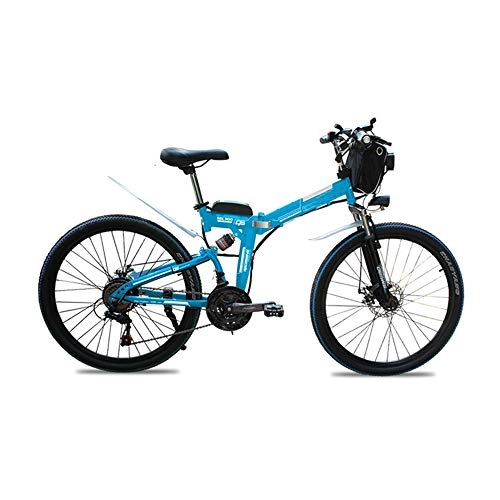 Mountain bike elettrica pieghevoles : MDZZ Mountain Bike, Giardino Bicicletta elettrica con Batteria al Litio Rimovibile, Pieghevoli Adulti Pedale della Bicicletta 24 Pollici Fat Tire Biciclette Blu, 48v20ah