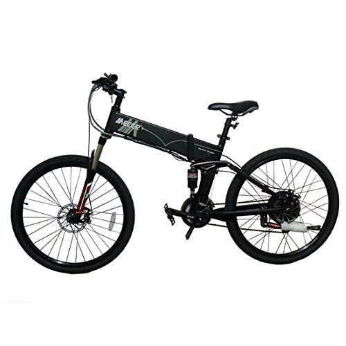Mountain bike elettrica pieghevoles : MTB elettrica pieghevole MECER batteria 36 V 10 Ah Nero