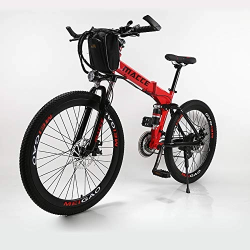 Mountain bike elettrica pieghevoles : Radiancy Inc - Mountain bike elettrica pieghevole per adulti, 250 W, 66 cm, con batteria agli ioni di litio da 36 V, 8 Ah, 20 Ah, cambio a 21 velocità, Uomo, Rosso, L