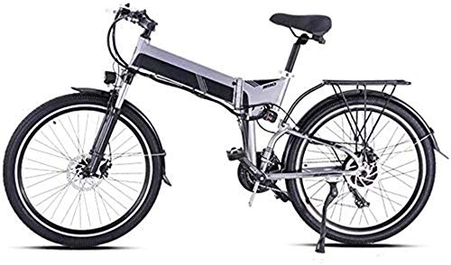 Mountain bike elettrica pieghevoles : RDJM Bicicletta Elettrica Fat Tire Bike Elettrico con Pedal 21 velocità Montagna Bicicletta elettrica Assist Batteria al Litio del Freno a Disco (26inch 48V 500W 12.8A) (Color : Grey)