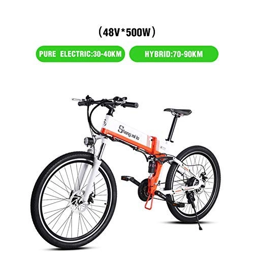 Mountain bike elettrica pieghevoles : WJSW Bicicletta elettrica 48V500W Bicicletta da Montagna assistita Litio Bicicletta elettrica Ciclomotore Bici elettrica Bicicletta elettrica elec
