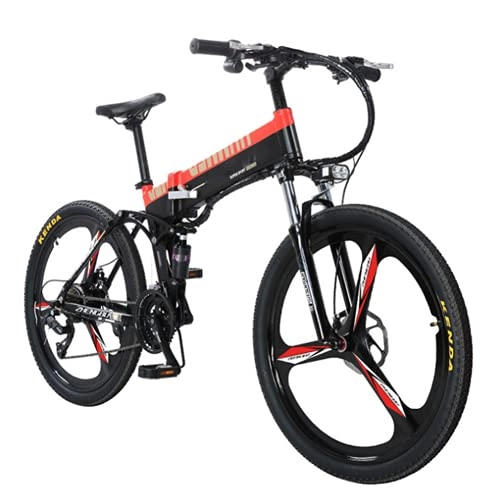 Mountain bike elettrica pieghevoles : WUYANJUN 400 W Mountain Mountain Bike, Pneumatico a 26 Pollici, 27 velocità Beach Cruiser Mens Sport per Adulti E-Bike, 48 V 10Ah Batteria al Litio