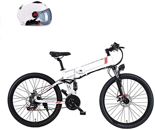 Mountain bike elettrica pieghevoles : ZJZ Mountain Bike elettrica da 350 W, con Batteria agli ioni di Litio Rimovibile 48V 8AH / 10AH Bicicletta elettrica da 26 Pollici per Adulti 21 Marce, Nero, 8AH