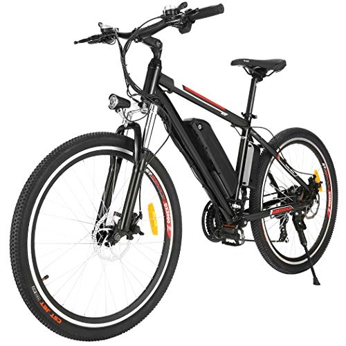 Mountain bike elettriches : 26”Bicicletta Elettrica, 250W Bici Elettriche, Batteria 36V 12.5 Ah, Cambio Shimano a 21 velocità, Mountain Bike Adatto per adolescenti e adulti (Nero rosso 2)