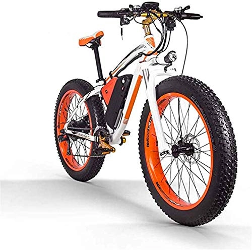 Mountain bike elettriches : Alta velocità Adulti Bicicletta elettrica / 1000W48V17.5AH batteria al litio da 26 pollici Fat Tire MTB, maschio e femmina Off-Road della bici di montagna, 27 velocità Neve Bike ( Color : Orange )