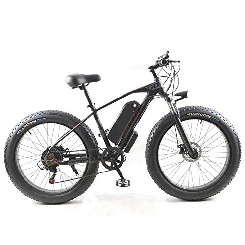 Mountain bike elettriches : Bici 1000W Bici elettrica grassa Batteria al Litio 48V ebike Mountain Bike elettrica Bici da Spiaggia Cruiser Biciclette elettriche-Black_Red_China