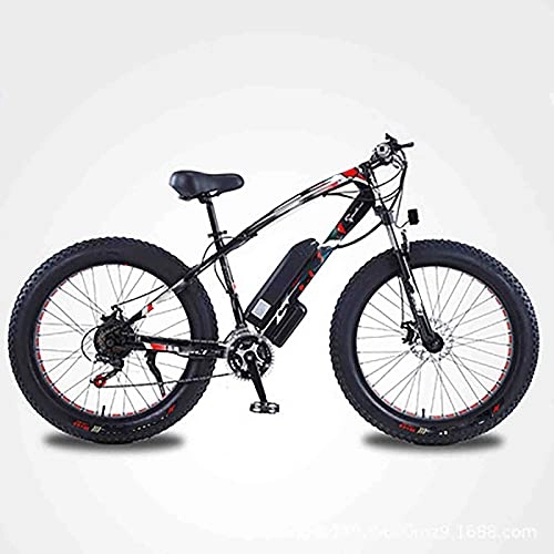 Mountain bike elettriches : Bici Elettrica 26"Bicicletta con Pneumatici Grassi 350 W 36 V / 8 Ah Batteria Ciclomotore Snow Beach Mountain Bike Acceleratore E Pedale (Color : Black, Size : 8AH)