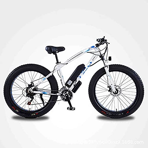 Mountain bike elettriches : Bici Elettrica 26"Bicicletta con Pneumatici Grassi 350 W 36 V / 8 Ah Batteria Ciclomotore Snow Beach Mountain Bike Acceleratore E Pedale (Color : White, Size : 10AH)