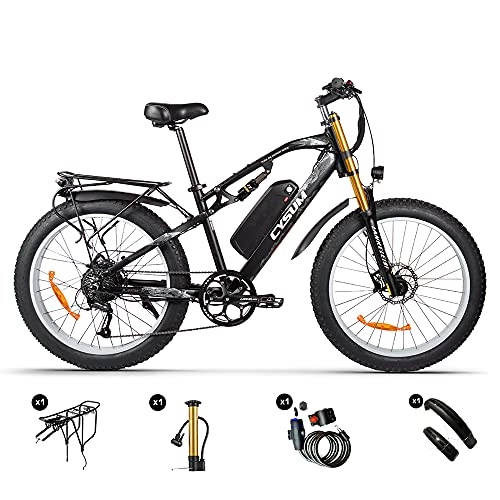Mountain bike elettriches : Bici elettrica da 1000W per uomini e donne adulti, mountain bike con pneumatici grassi da 26 * 4.0 pollici, pedalata assistita da 48V 17Ah, doppia sospensione Ebike per tutti i terreni, freno a disco