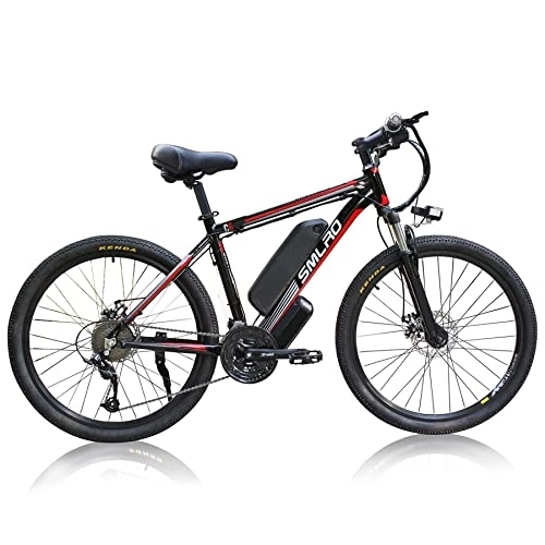 Mountain bike elettriches : Bici Elettrica per adulti, 26-Zoll e-MTB con Batteria Rimovibile 48V 10Ah, Shimano Cambio a 21 Velocità, 3 - Modalità di Guida, Mountain Ebike per viaggi pendolari (black red)