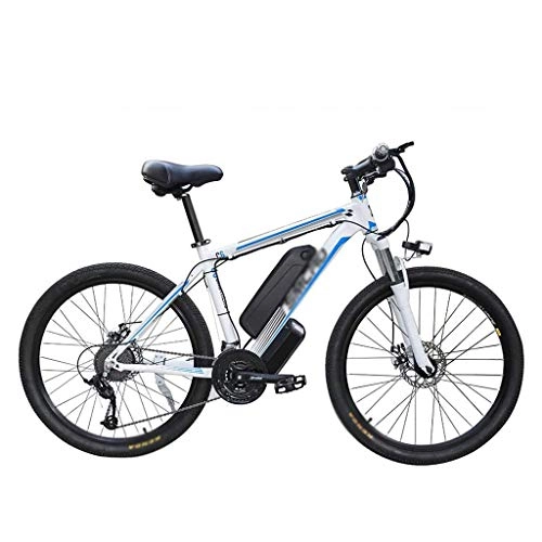 Mountain bike elettriches : Biciclette Elettriche per Adulti, Mountain Bike Intelligenti Possono Spostare 48V / 10Ah Batteria agli Ioni Litio Grande capacità Bicicletta Elettrica Pendolare Lega Alluminio da 360 W, White Blue