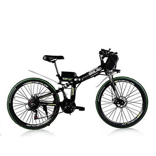 Mountain bike elettriches : BNMZX Ciclomotore Adulto piegante Elettrico della Bici del Mountain Bike della Citt, Automobile a 26 Pollici della Batteria di Potere della Batteria al Litio 48v, Black-Retro Spoke Wheel
