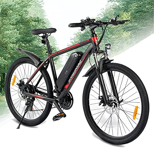 Mountain bike elettriches : CHEIRS E-Bike per Adulti Motore 26" 350W, Batteria agli ioni di Litio 36V 10Ah con strumentazione LCD, e-Bike 21 velocità, velocità Massima 35km / h, Black