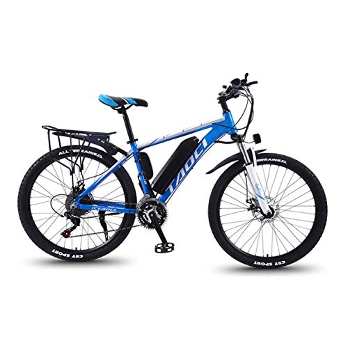 Mountain bike elettriches : CHR Biciclette Elettriche per Adulti Batteria agli Ioni di Litio Rimovibile da 36 V 350 W Mountain Bike ， Bici Elettriche in Lega di Magnesio Biciclette all Terrain, Blue-8AH50km