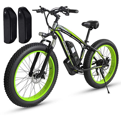 Mountain bike elettriches : CJH Bicicletta, Bici, Bicicletta Elettrica, Motore da 1000 W, Ebike da 26 Pollici, Batteria da 48 V 17 Ah, Adatta per Città, Montagna, Neve, Spiaggia, Pendio Ripido (Verde (1000 W) + Batteria Di Rica