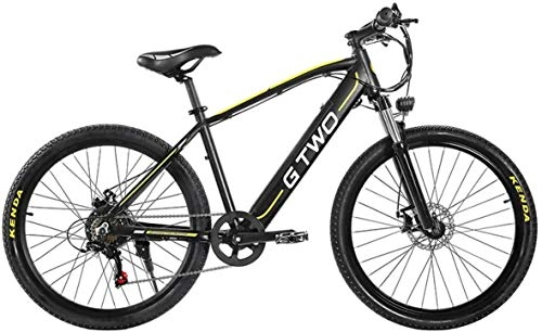Mountain bike elettriches : CNRRT GTWO 27.5 Pollici Bicicletta elettrica 350W Mountain Bike 48v 9.6ah moviel Cell 5 PAS Freno a Disco Anteriore e Posteriore (Color : Black Yellow, Size : 9.6Ah+1 Spare Battery)