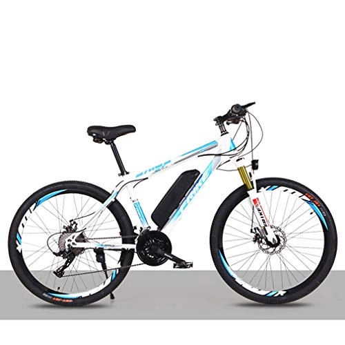Mountain bike elettriches : CXY-JOEL Bici Elettrica per Adulti 26 '250 W Bicicletta Elettrica per Uomo Donna ad Alta Velocità Brushless Gear Motor 21 Velocità Velocità E-Bike, Blu, Bianca