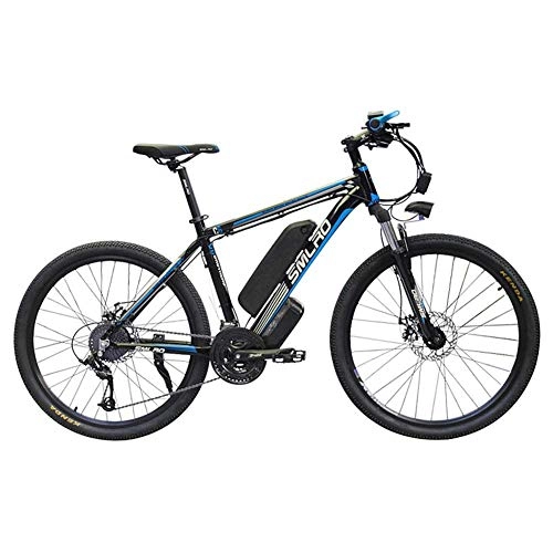 Mountain bike elettriches : CXY-JOEL Mountain Bike Elettrica, Bicicletta Elettrica 26 '' 1000W con Batteria Rimovibile Shimano 27 Velocit 48V 15Ah Agli Ioni Di Litio (Nero-Blu), Nero Blu
