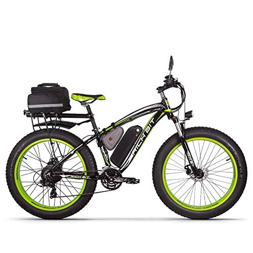 Mountain bike elettriches : cysum RT-012 Mountain Bike elettrica per Pneumatici Grassi per Adulti, Bicicletta elettrica con Batteria al Litio 48V * 17AH, Bici da Neve con Pneumatici da 26 Pollici 4.0 (Green2)