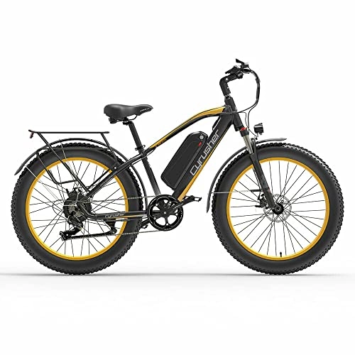 Mountain bike elettriches : Extrbici Electric Bike batteria 48V 250W 26 pollici Fat Tire adulto elettrico Mountain Bike XF650(giallo)