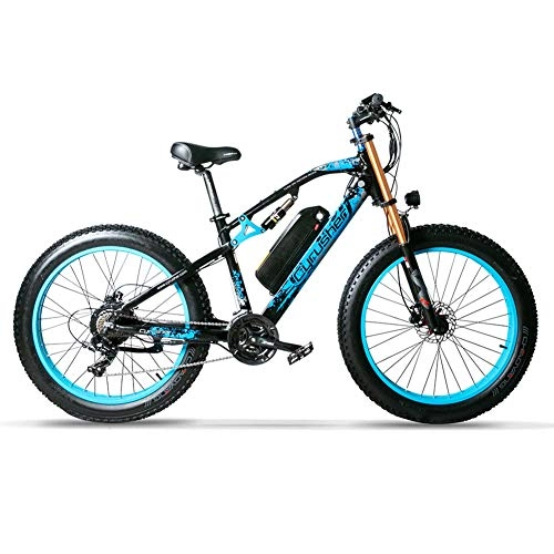 Mountain bike elettriches : Extrbici xf900 mountain bike elettrica 24 velocità 66 x 43, 2 cm telaio in alluminio mountain bike 36 V motore mozzo brushless(blu)