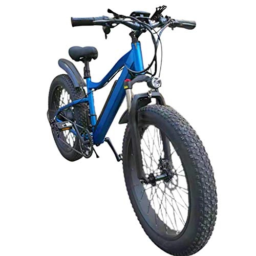 Mountain bike elettriches : F-JX Bicicletta elettrica, Ampio e Fat Motoslitte, 26 Pollici Montagna Outdoor Sports velocità variabile Batteria al Litio Bike - Blu, 26 Inches X 17 Inches