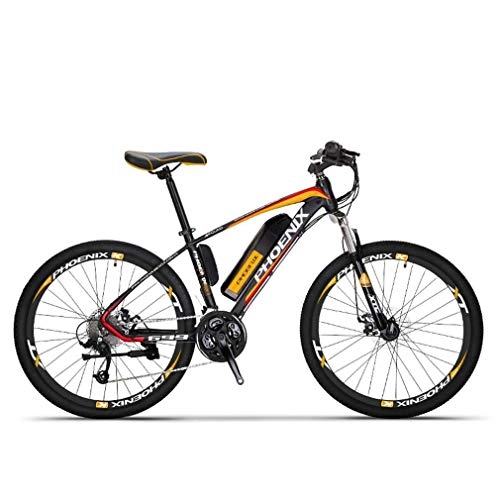 Mountain bike elettriches : GBX E-Bike per Adulti, Mountain Bike per Adulti, Bici da Neve da 250 W, Batteria Al Litio Rimovibile da 36 V 10 Ah, Bicicletta a 27 Velocit, Ruote da 26 Pollici, Arancia