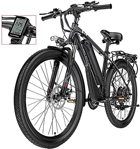 Mountain bike elettriches : GYL Bicicletta elettrica, scooter, mountain bike, pedale, viaggio, all'aperto, con sedile posteriore, 26 pollici, 21 velocità, impermeabile, 400 W, 48 V rimovibile, batteria agli ioni di litio 13 Ah,