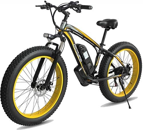 Mountain bike elettriches : HOME-MJJ Fat elettrica Mountain Bike, 26 Pollici elettrica for Mountain Bike 4.0 Fat Tire Bike Neve 1000W / 500W Il Forte Potere 48V 10AH Batteria al Litio (Color : Yellow, Size : 500W)