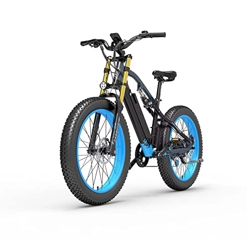 Mountain bike elettriches : JABALUX Bike elettriche per donne da uomo adulto, 26 "biciclette Full Terrain 48V 16Ah Mountain Ebike, altezza regolabile, indicatore della batteria per pendolare esterno