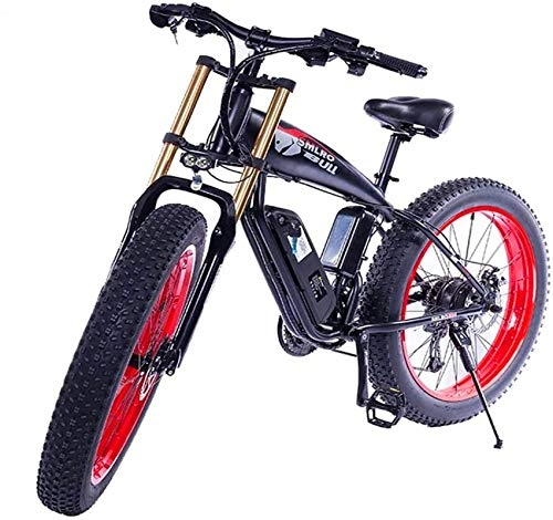 Mountain bike elettriches : Leggero 20 pollici Fat Tire velocità variabile batteria al litio, estraibile grande capacità agli ioni di litio (48V 500W), bici elettrica for adulti Clearance di inventario ( Color : Black red )